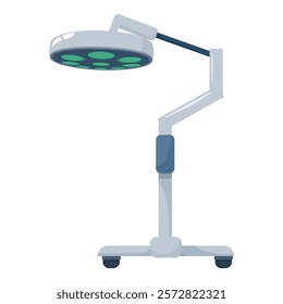 Surgical lamp standing on wheels providing bright light during operation in clinic