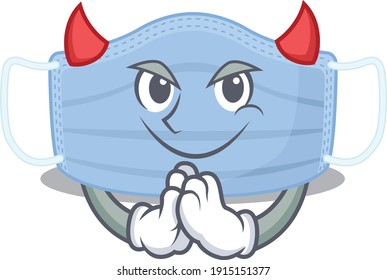 Surgical mask clothed as devil cartoon character design concept