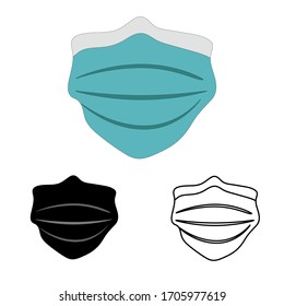 Surgical mask to fight the coronavirus. Medical mask for covid19 protection. Safety mask icon vector.