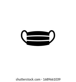 chirurgische Maske-Symbol auf schwarz-solidem, flachem Design-Symbol einzeln auf weißem Hintergrund
