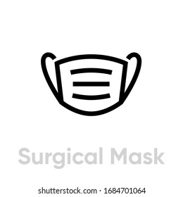 Surgical Mask icon. Editable line vector. Respirator element, medical protective equipment. Single pictogram.