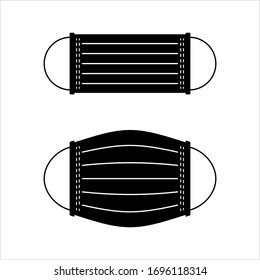 Surgical Mask Icon, Medical Mask, Procedure Mask, Personal Protective Mask Vector Art Illustration