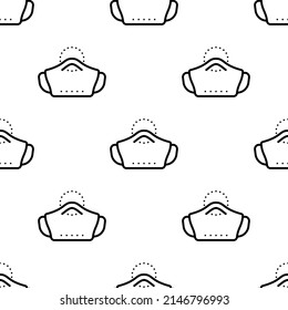 Surgical Mask Icon Seamless Pattern, Medical, Dentist, Surgeon Face, Mask, Liquid Droplets And Aerosols Preventive Mask Vector Art Illustration