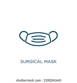 surgical mask icon. Thin linear surgical mask outline icon isolated on white background. Line vector surgical mask sign, symbol for web and mobile