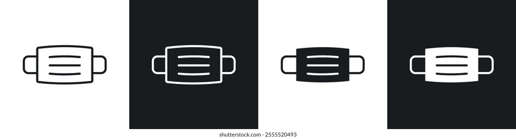 Surgical mask icon vector collection in black and white.