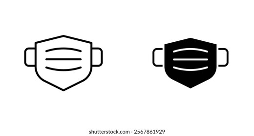 Surgical mask icons collection in Filled flat and thin line style.