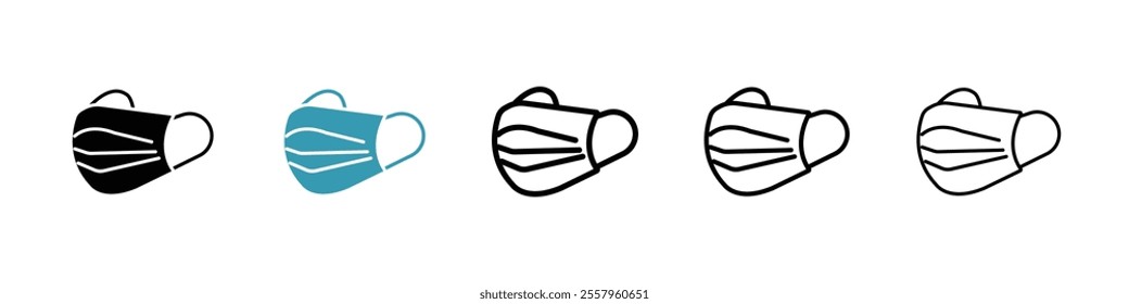 Surgical mask icons pack in black and blue.