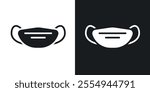 Surgical mask icons in solid black and white colors