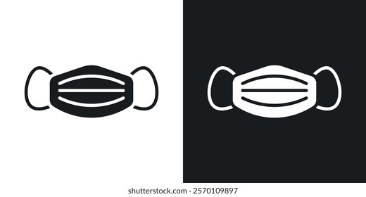 Surgical mask icons in solid black and white colors