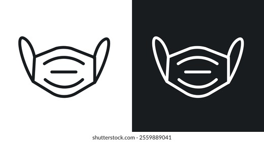 Surgical mask icons. vector set in black colors