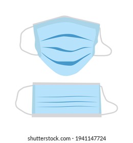 Surgical mask isolated on the white background. Corona virus prevention, vector illustration