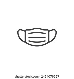 Icono de línea de máscara quirúrgica. signo de estilo lineal para concepto móvil y diseño web. Icono de vector de contorno de máscara facial médica. Símbolo, ilustración del logotipo. Gráficos vectoriales