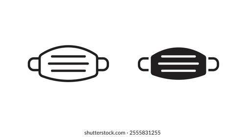 Surgical mask outlined and solid icon vector collection.