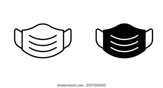 Surgical mask outlined and solid icon vector collection.