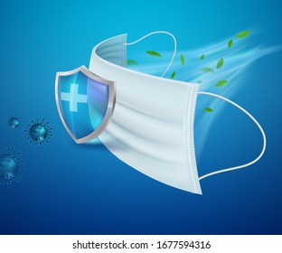 Surgical mask protects against germs, virus covid-19, bacteria, dust, mucus and saliva. Stop the spread of germs when sneezing and coughing.