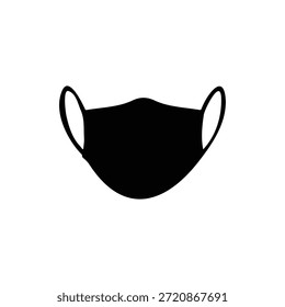 Diseño plano del Vector de la silueta de la máscara quirúrgica sobre fondo blanco.