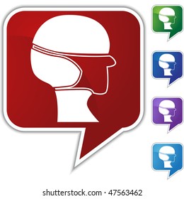 Surgical mask speech balloon icon set isolated on a white background.