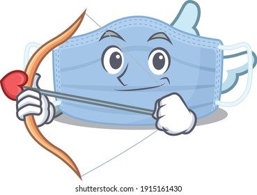 Surgical mask in sweet romantic cupid cartoon drawing with arrow