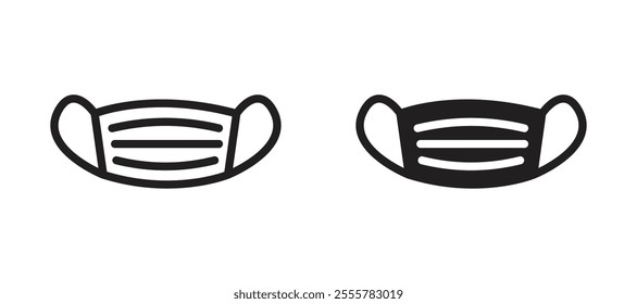 Surgical mask vector icon set in black color.