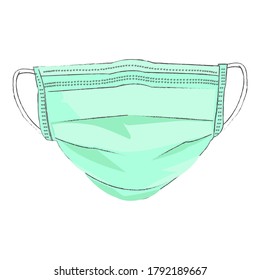 Surgical masks illustration, Wear a masks to prevent COVID-19 and plague infection, Covid-19 illustration.