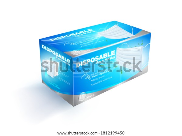 Download Surgical Medical Face Mask Box Packaging Stock Vector Royalty Free 1812199450