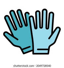 Surgical medical gloves icon. Outline surgical medical gloves vector icon color flat isolated
