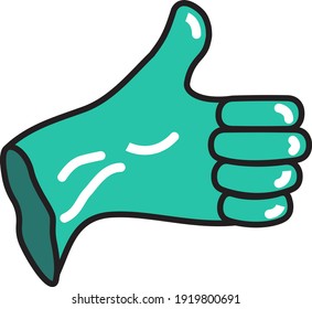 Surgical or medical latex gloves. Pair of rubber gloves line, outline icon. Protection from coronavirus, covid 19 simple sign. Vector illustration