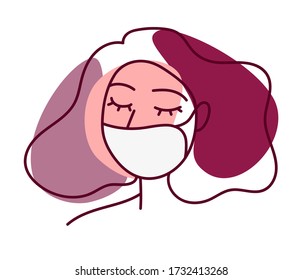 Surgical or medical mask. Face mask to cover the mouth and nose from bacteria. Protection concept. Vector image. Isolated on white background. Stock vector illustration.