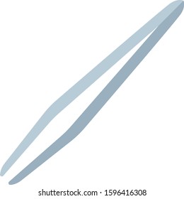 Surgical metal tweezers vector flat icon isolated on white