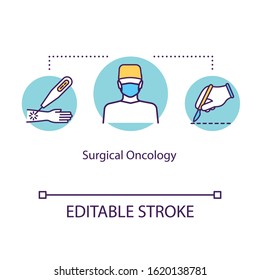 Surgical oncology concept icon. Cancer treatment idea thin line illustration. Biopsies. Illness diagnostic. Medical help. Surgery. Vector isolated outline RGB color drawing. Editable stroke