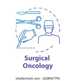 Surgical oncology concept icon. Surgery to remove tumor. Procedure for treatment. Operation room idea thin line illustration. Vector isolated outline RGB color drawing