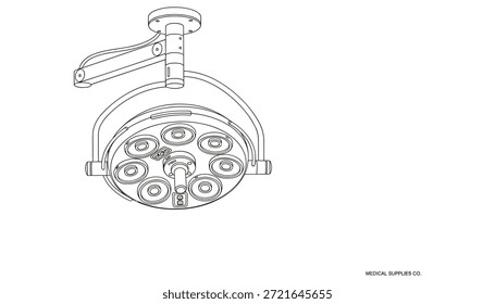 Ilustração do vetor de luz da sala cirúrgica de operação. Equipamento iluminação hospitalar lâmpada médica e teto. Equipamento médico