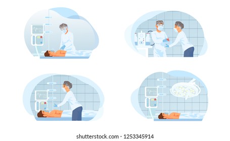 Surgical Operation Hospital Cartoon Vector Set Stock Vector (Royalty ...