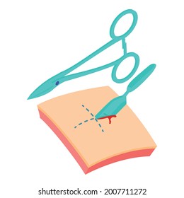 Surgical Operation Icon Isometric Vector. Scalpel Cut Skin. Surgery Medical Instrument