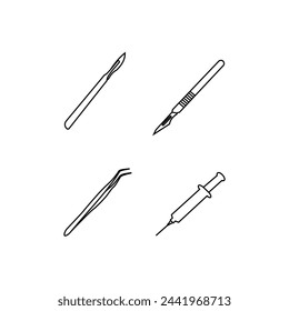 surgical operations tools icon set illustration, medical tools