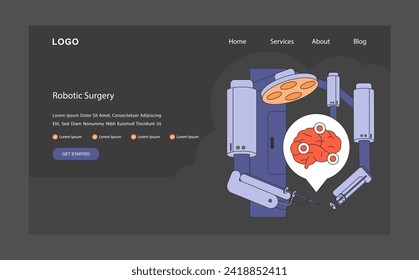 Surgical Precision concept. Robotic surgery with enhanced accuracy and control for complex procedures. Technological leap in operative care. Flat vector illustration.