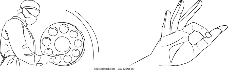 Surgical procedure performed by professional doctor with hand gesture communicating success