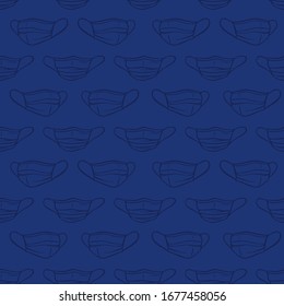 Surgical protective mask seamless pattern. Coronavirus COVID-19 quarantine vector illustration.