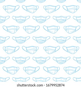 Surgical protective mask seamless pattern. Coronavirus COVID-19 quarantine vector illustration.