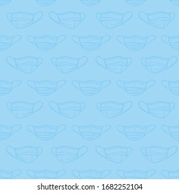 Surgical protective mask seamless pattern. Coronavirus COVID-19 quarantine vector illustration.