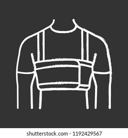 Surgical men’s rib belt chalk icon. Male post surgery chest binder. Gynecomastia bandage. Elastic sternal corset. Medical chest support. Injured ribs. Isolated vector chalkboard illustration