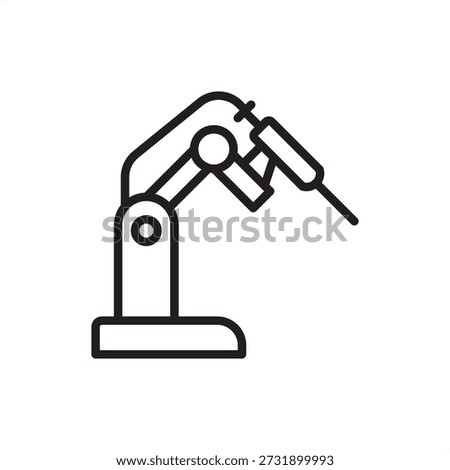 Surgical robot arm icon. High-precision robotic surgery and medical automation, representing computer-assisted manipulators, minimally invasive surgery tools, clinical robotics, and healthcare tech.