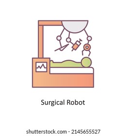 Surgical Robot Vector Filled Outline Icon Design Illustration. Medical And Lab Equipment Symbol On White Background EPS 10 File