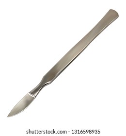 Surgical scalpel , abdominal all-metal reusable for multiple use. Medical instrument for dissecting soft tissues and performing most operations in the chest and abdomen. Vector illustration.