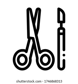 surgical scalpel and scissors icon vector. surgical scalpel and scissors sign. isolated contour symbol illustration