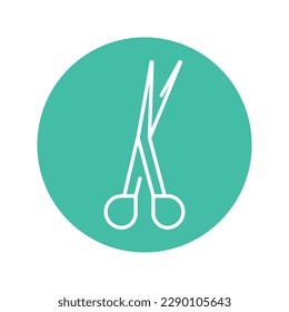 Surgical scissors color line icon. First aid. Medical help.