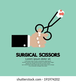 Surgical Scissors In Hand Vector Illustration