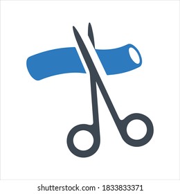 Surgical Scissors Icon, (vector & Glyph)