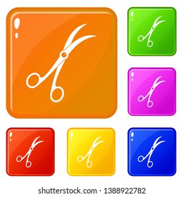 Surgical scissors icons set collection vector 6 color isolated on white background