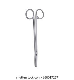 Surgical scissors isolated on white background. Medical scissors vector illustration.